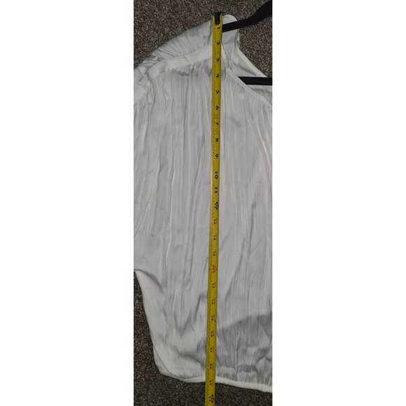 Calvin Klein Womens White Long-Sleeve Blouse M Pleated Textured Design - Picture 5 of 6